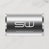 Eleganter Silbereffekt Modernes Monogramm Beruflic Visitenkarte (Vorderseite)