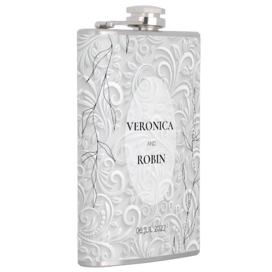 Eleganter Silberflorentelefon - Personalisiert Flachmann (Rechts)