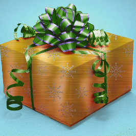 Eleganter Silbergolden Weihnachtsschneeflocken Geschenkpapier