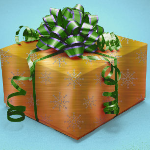 Eleganter Silbergolden Weihnachtsschneeflocken Geschenkpapier