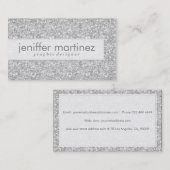 Eleganter Silbergrau Glitzer & Glitzern Textur Visitenkarte (Vorne/Hinten)