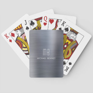Eleganter silbergrauer gebürsteter metallischer Mo Spielkarten