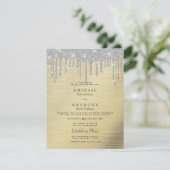 Eleganter Silberhochzeit-Tropfen mit Silbergold Einladung (Stehend Vorderseite)