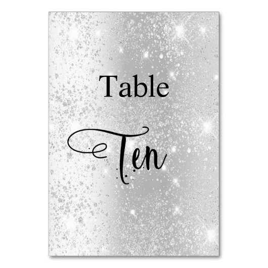 Eleganter Silberkalligrafiestabelle 10 Tischnummer (Rückseite)