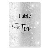 Eleganter Silberkalligrafiestabelle 10 Tischnummer (Vorderseite)