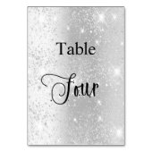 Eleganter Silberkalligrafiestabelle vier 4 Glitzer Tischnummer (Rückseite)