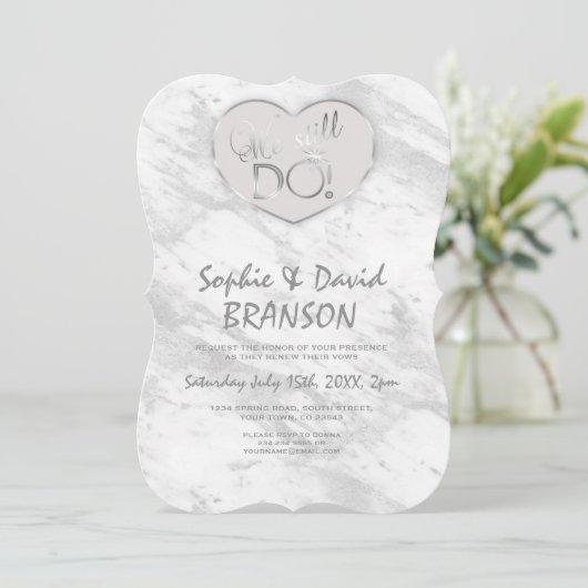 Eleganter Silbermarmor Wir machen noch immer die V Einladung (Stehend Vorderseite)