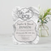 Eleganter Silbermarmor Wir verlängern noch die Sti Einladung (Stehend Vorderseite)