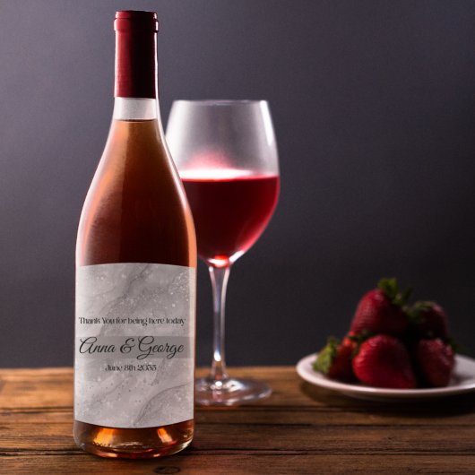 Eleganter Silbermarmorstein Weinetikett