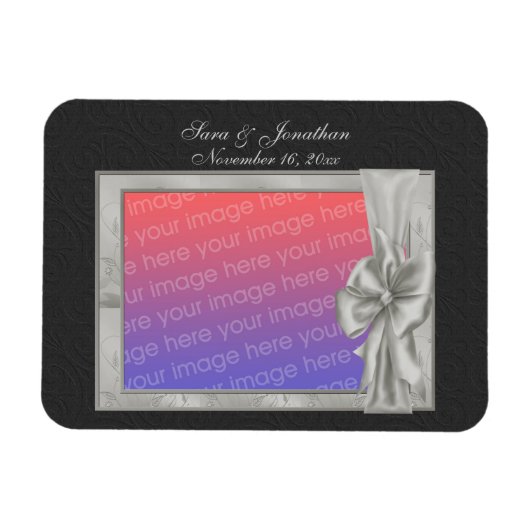 Eleganter silberner Bilderrahmen personalisiert Ho Magnet (Horizontal)
