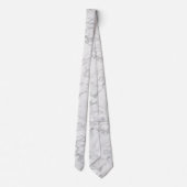 Eleganter silberner Foil Chic Weißer Marmor Krawatte (Rückseite)