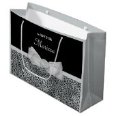 Eleganter silberner Gepard-Druck-Frilly Bogen mit Große Geschenktüte (Vorderseite Schrägansicht)