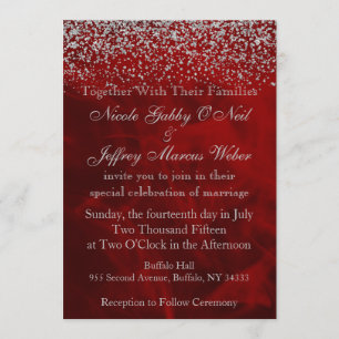 Eleganter Silberner Glitzer auf der Roten Hochzeit Einladung