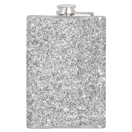 Eleganter silberner Glitzer Flachmann (Rückseite)