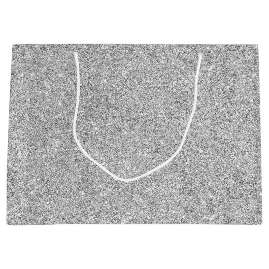 Eleganter silberner Glitzer Große Geschenktüte (Vorderseite)