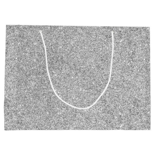 Eleganter silberner Glitzer Große Geschenktüte (Rückseite)