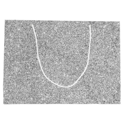 Eleganter silberner Glitzer Große Geschenktüte (Rückseite)