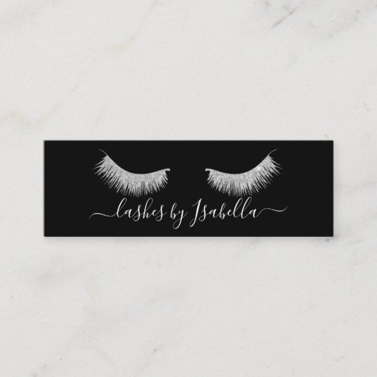 Eleganter, silberner Glitzer Mini Visitenkarte (Vorderseite)