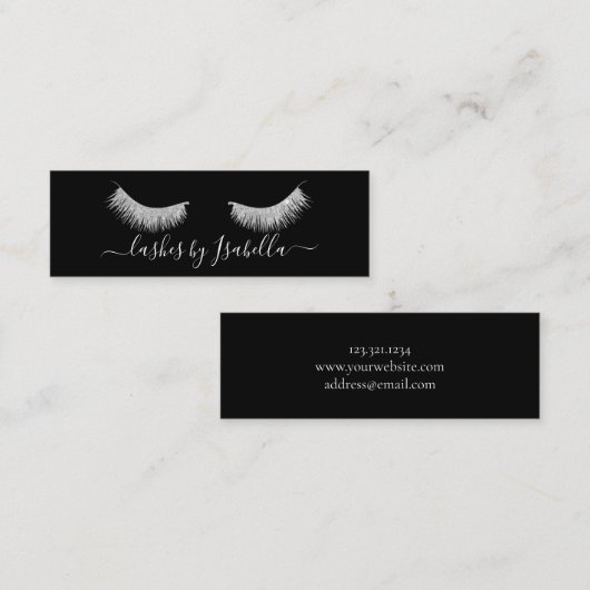 Eleganter, silberner Glitzer Mini Visitenkarte (Vorne/Hinten)