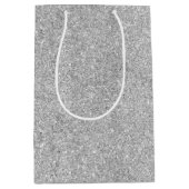 Eleganter silberner Glitzer Mittlere Geschenktüte (Vorderseite)
