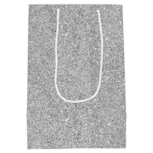 Eleganter silberner Glitzer Mittlere Geschenktüte (Rückseite)