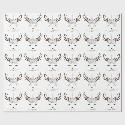 Eleganter, silberner Glitzer ohne Hirsch Geschenkpapier (Flach)