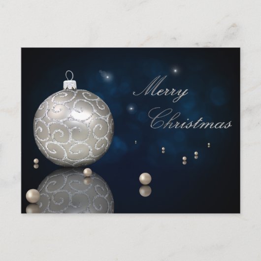 Eleganter Silberner Glitzer Ornament - Postkarte (Vorderseite)