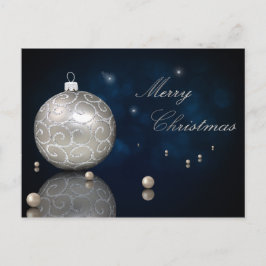 Eleganter Silberner Glitzer Ornament - Postkarte