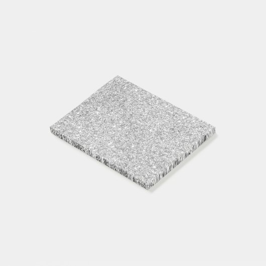 Eleganter silberner Glitzer Post-it Klebezettel (angewinkelt)