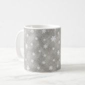Eleganter Silberner Glitzer Sterne Schneeflocken K Kaffeetasse (Vorderseite Links)