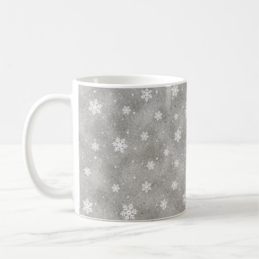 Eleganter Silberner Glitzer Sterne Schneeflocken K Kaffeetasse (Links)