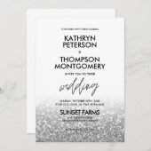 Eleganter Silberner Glitzer Trendy Wedding Einladu Einladung (Vorne/Hinten)