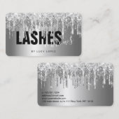 Eleganter silberner Glitzer-Tropfen  Visitenkarte (Vorne/Hinten)