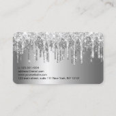 Eleganter silberner Glitzer-Tropfen  Visitenkarte (Rückseite)