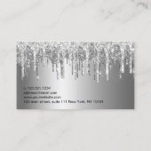 Eleganter, silberner Glitzer-Tropfen Visitenkarte (Rückseite)