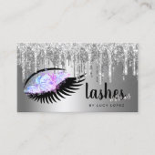 Eleganter, silberner Glitzer-Tropfen Visitenkarte (Vorderseite)