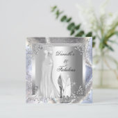 Eleganter silberner High Heel Shoe Fantastisch 50 Einladung (Stehend Vorderseite)