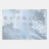 Eleganter, silberner Marmor Schneeflocken Weihnach Geschenkpapier Set (Vorderseite 3)