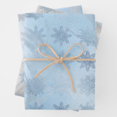 Eleganter, silberner Marmor Schneeflocken Weihnach Geschenkpapier Set (Beispiel)