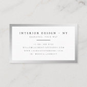 Eleganter silberner Metallrahmen minimalistisch we Visitenkarte (Rückseite)