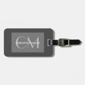 Eleganter silberner mit Monogramm Name Personalisi Gepäckanhänger (Vorderseite horizontal)