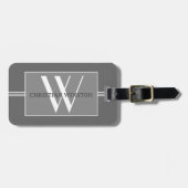 Eleganter silberner mit Monogramm Name Personalisi Gepäckanhänger (Vorderseite horizontal)