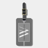 Eleganter silberner mit Monogramm Name Personalisi Gepäckanhänger (Vorderseite vertikal)