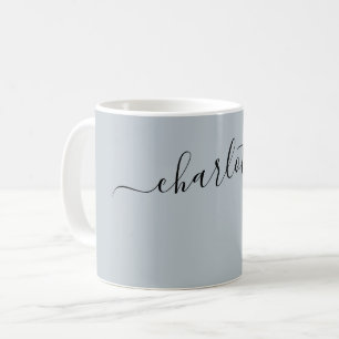 Eleganter silberner Nebelfarben-Modern Name Person Kaffeetasse