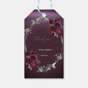 Eleganter silberner Rahmen bordeauxrote Rosen Hoch Geschenkanhänger