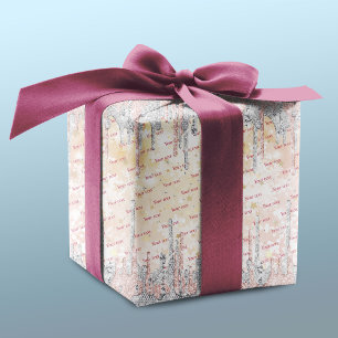 Eleganter silberner Rose tropfender Glitzer Geschenkpapier