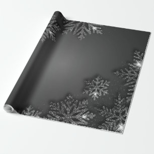 Eleganter silberner Schneekristall-Urlaub Geschenkpapier