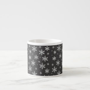 Eleganter silberner Schneestern Winterfeiertag Espressotasse