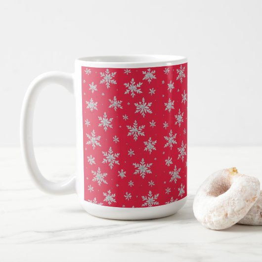 Eleganter silberner Schneestern | Winterfeiertag  Kaffeetasse (Mit Donut)