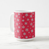 Eleganter silberner Schneestern | Winterfeiertag  Kaffeetasse (Vorderseite Links)